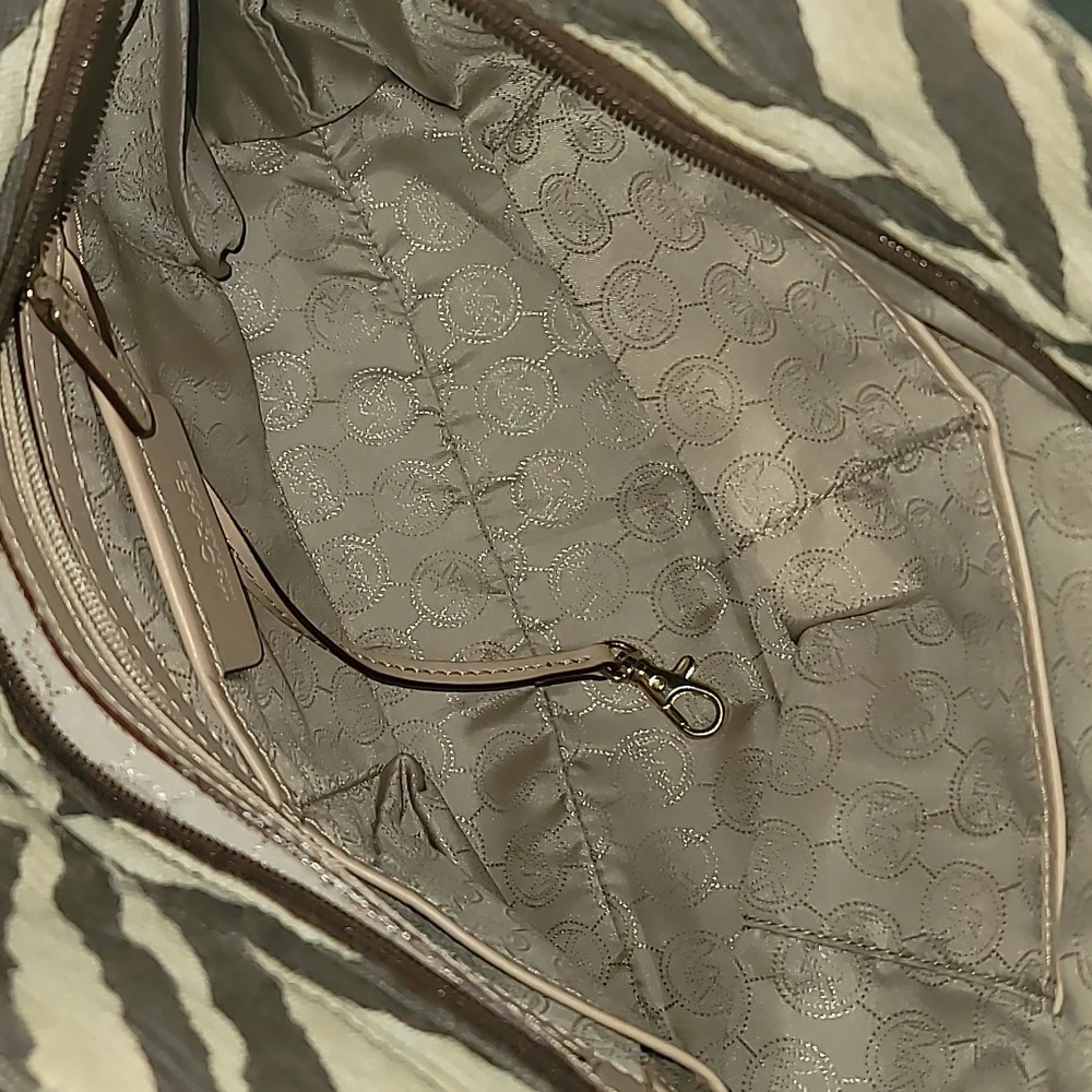 Michael Kors Zebra Pattern Shoulder Bag - Brown and Cream - Picture 7 of 14